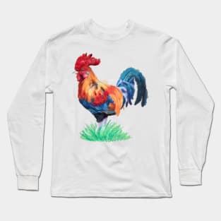 Oil Pastel Rooster Long Sleeve T-Shirt